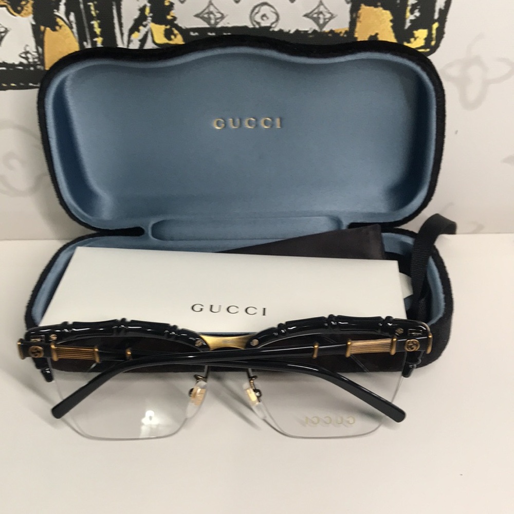 New Authentic Gucci Black and Brown Eyeglasses GG0660o 001 - Picture 12 of 14